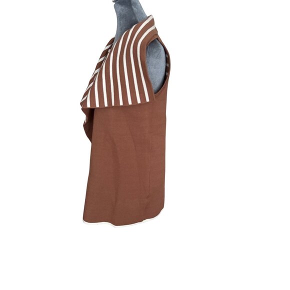 Rachel Zoe Brown & White Striped Open Front Vest NWT - Picture 5 of 6